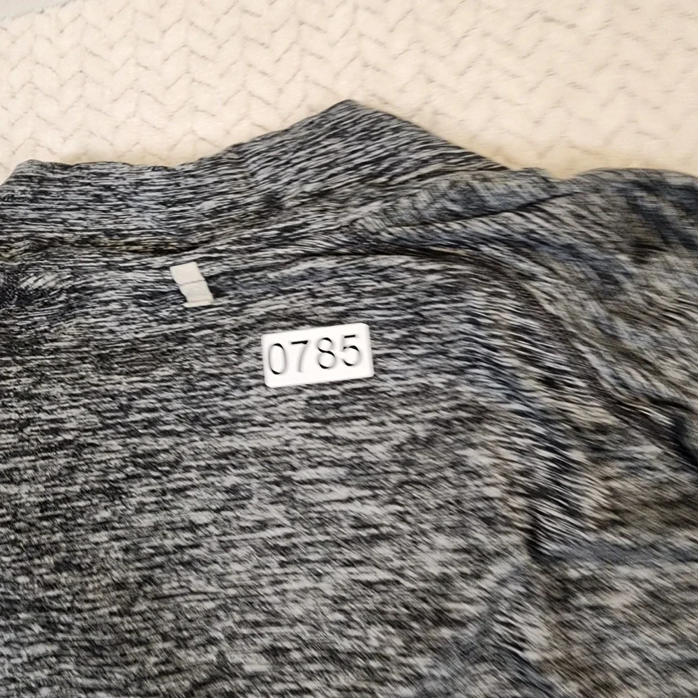 Nike Dri Fit Mens Gray Heathered Long Sleeve Quarter Zip‎ Running Athletic Shirt